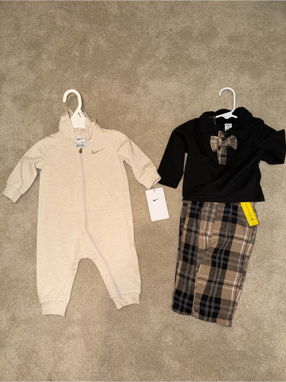 Nike Neutral Beige Zip-Front Infant One-Piece Bodysuit